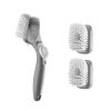 Soap Dispensing Dish Brush, Kitchen Scrub Brushes with 3 Brush Heads, Dish Cleaning Brushes with PP Handle and Curved Bristles, Ideal for Pots, Pans