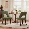 Dining Chair Set of 2,Upholstered Chenille Fabric Dining Chair Curved Solid Wood Legs, Elegant Tufted Club Dining Room Kitchen Room Dining Chair,Green