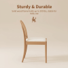 Rattan Dining Chairs Set of 2, Upholstered Linen Dining Room Chairs with Backrests, Modern Kitchen Chairs with Wood Legs for Dining Room, Beige