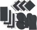 Kitchen Towels and Dishcloths Sets - 16 Pc Kitchen Essentials for New Home, Heat Resistant Silicone Oven Mitts & Pot Holder