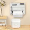 6-in-1 Wall-Mounted Kitchen Organizer & Storage Box with Trash Dispenser and Foil/Plastic Wrap Holder - Space-Saving Cabinet Organizer