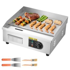 Commercial Electric Griddle, 17.72 x 11.81 inch, 1750W, 122-570°F Adjustable Temp Control, Stainless Steel Countertop Flat Top Grill with 2 Spatulas