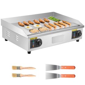 Commercial Electric Griddle, 28.54 x 15.75 in, 2800W, 122-570°F Adjustable Temp Control, Stainless Steel Countertop Flat Top Grill with 2 Spatulas
