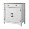 Coffee Bar Cabinet, Farmhouse Coffee Bar Table with Drawer, Buffet Stand Cabinet with 2 Barn Door, Sideboard Buffet Station for Living Room, Entryway