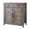 Coffee Bar Cabinet, Farmhouse Coffee Bar Table with Drawer, Buffet Stand Cabinet with 2 Barn Doors, Sideboard Buffet Station for Living Room, Entryway