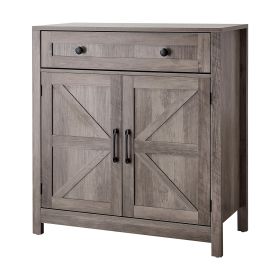 Coffee Bar Cabinet, Farmhouse Coffee Bar Table with Drawer, Buffet Stand Cabinet with 2 Barn Doors, Sideboard Buffet Station for Living Room, Entryway