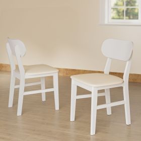 Wooden Dining Chairs Set of 2, Modern Dining Chairs with Solid Wood Legs, 350LBS Capacity, Faux Leather Accent Side Seat for Kitchen, Dining Room