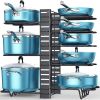 Pots and Pans Organizer for Cabinet 16.61 Height, 8 Tier Pot Organizers Rack with 3 DIY Methods