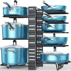 Pots and Pans Organizer for Cabinet 16.61 Height, 8 Tier Pot Organizers Rack with 3 DIY Methods