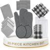 Kitchen Towels Set 20 Pack - Ultra Soft Cotton Kitchen Hand Towels, Highly Absorbent Dish Cloths, Durable Scrubbers, Flour Sack Tea Towels