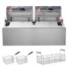 Commercial Deep Fryer, 3000W Electric Turkey Fryer with 3 Removable Baskets, Large Capacity 18Qt / 17L Stainless Steel Countertop Single Oil Fryer