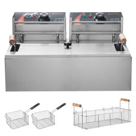 Commercial Deep Fryer, 3000W Electric Turkey Fryer with 3 Removable Baskets, Large Capacity 18Qt / 17L Stainless Steel Countertop Single Oil Fryer