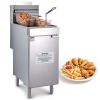 Commercial Deep Fryer, 3-Burner Fryer for Restaurants, Stainless Steel Floor Standing Deep Fryers with Dual Baskets and Adjustable Temperature