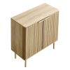 Coffee Bar Cabinet, Mid Century Fluted Coffee Bar Table with 2-Tier Storage, Buffet Stand Cabinet with 2 Barn Door