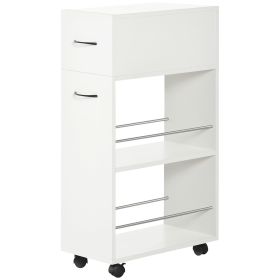 3- tier Slim Storage Cart, Rolling Narrow Kitchen Cart on Wheels for Small Place, Slide Out Side Utility Cart for Bathroom, Laundry