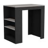 Harlan Kitchen Island, Counter Height Table Top with 3-Side Shelf