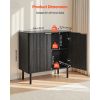 Coffee Bar Cabinet, Mid Century Fluted Coffee Bar Table with 2-Tier Storage, Buffet Stand Cabinet with Barn Door
