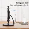 Paper Towel Holder Countertop, One-Handed Tear, Stainless Steel, Stand Paper Towel Holder with Spring Activated Arm & Non Slip Weighted Base