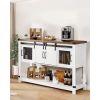 Coffee Bar Cabinet, 47.3 x 15.7 x 32.7 in Farmhouse Coffee Bar Cabinet with 4-Tier Storage, Coffee Bar Table with Barn Doors