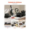 17 Piece Pots and Pans Set, Granite Nonstick Detachable Handle Cookware, Space Saving Induction Cookwares, Kitchen RV Cooking Sets with Frying, Sauce