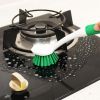 Dish Brush with Handle, 2 Pack Scrub Brushes with Built-in Scraper for Cleaning Kitchen, Pots, Pans and Sink, Scrubber Washing Tools, Green