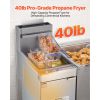 Commercial Deep Fryer, 3-Burner Fryer for Restaurants, Stainless Steel Floor Standing Deep Fryers with Dual Baskets and Adjustable Temperature