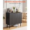 Coffee Bar Cabinet, Mid Century Fluted Coffee Bar Table with 2-Tier Storage, Buffet Stand Cabinet with Barn Door