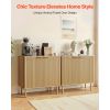 Coffee Bar Cabinet, Mid Century Fluted Coffee Bar Table with 2-Tier Storage, Buffet Stand Cabinet with 4 Barn Doors