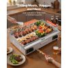 Commercial Electric Griddle, 28.54 x 15.75 in, 2800W, 122-570°F Adjustable Temp Control, Stainless Steel Countertop Flat Top Grill with 2 Spatulas
