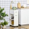 3- tier Slim Storage Cart, Rolling Narrow Kitchen Cart on Wheels for Small Place, Slide Out Side Utility Cart for Bathroom, Laundry