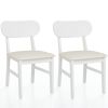 Wooden Dining Chairs Set of 2, Modern Dining Chairs with Solid Wood Legs, 350LBS Capacity, Faux Leather Accent Side Seat for Kitchen, Dining Room