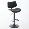 Walnut Bentwood Bar Stools Mid Century Modern Adjustable Counter Height Black Leather Upholstered 360°Swivel Bar Chairs for Kitchen Island/Dining Room