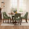 Dining Chair Set of 2,Upholstered Chenille Fabric Dining Chair Curved Solid Wood Legs, Elegant Tufted Club Dining Room Kitchen Room Dining Chair,Green
