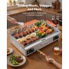 Commercial Electric Griddle, 28.54 x 15.75 in, 2800W, 122-570°F Adjustable Temp Control, Stainless Steel, Half Grooved Half Flat, with 2 Spatulas