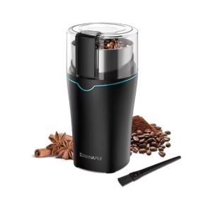 Professional Coffee Grinder With Removable Stainless Steel Cup Coffee Beans Grinder For Spices Herb Grain Mill For Kitchen 300W (Option: Black)
