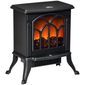 Electric Fireplace Heater, Freestanding Fireplace Stove with Realistic Logs and Flame Effect, 750W/1500W, Black (Option: Black-395x270x440 mm)