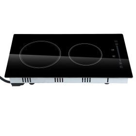 Built in Electric Stove Top, 20 x 11.6 inch 2 Burners, 240V Glass Radiant Cooktop with Sensor Touch Control, Timer & Child Lock Included (Default: Default)