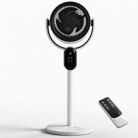 Air Circulator Fan, 110V 40W Standing Desk 2-in-1 Fan With Remote, LED Display, 3 Speeds & 12H Timer, Auto Horizontal Oscillation, Vertical Manua (Option: White)