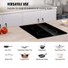 Built in Electric Stove Top, 20 x 11.6 inch 2 Burners, 240V Glass Radiant Cooktop with Sensor Touch Control, Timer & Child Lock Included
